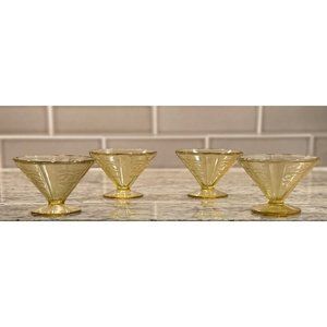 Federal Amber "Madrid" Depression Glass  Sherbet Cups 1930s- Qty. 4